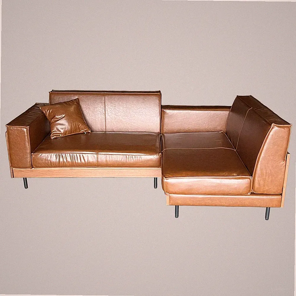 Leather Sectional Sofa 92"L x 55"W x 33"H Brown (New Other)