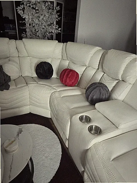 LED White Leather 2-Seater Recliner Sectional Bluetooth Speaker & Cupholders