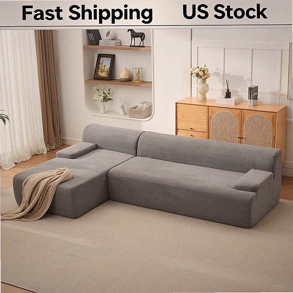Left Chaise 106" Boneless Modular Sofa, L-Shaped Boneless Cloud Couch Sectional