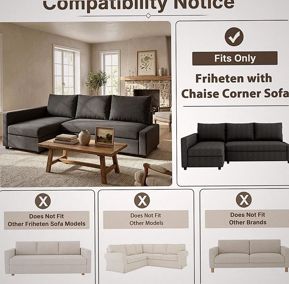 Left Chaise Friheten Sofa Cover for The IKEA Friheten with Chaise Corner Cover