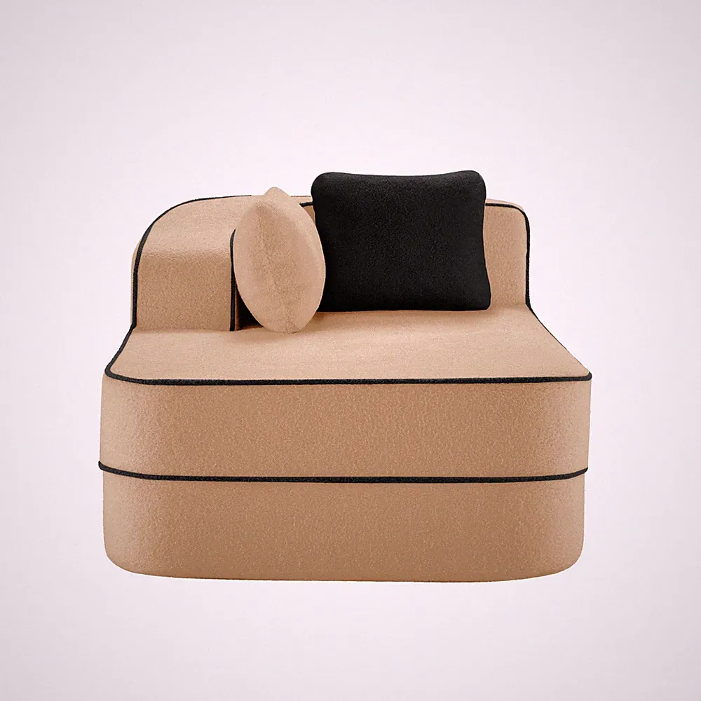 Left Chaise Sofa with Pillows Teddy Fabric Camel 66.54" L