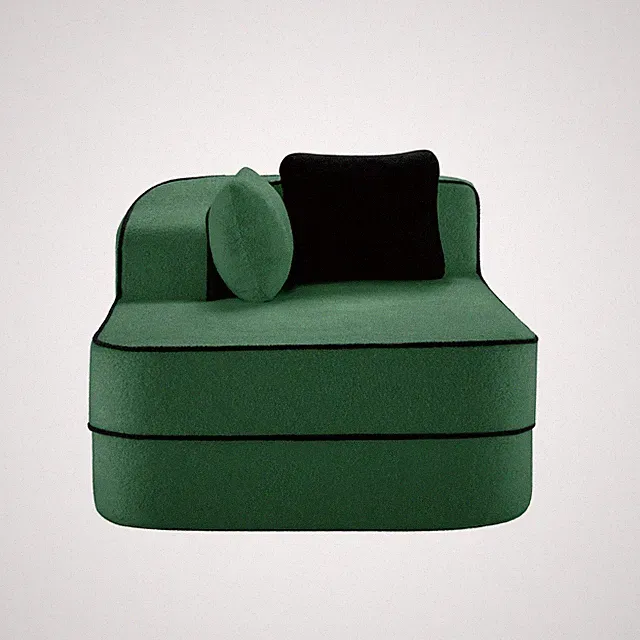 Left Chaise Sofa with Pillows Teddy Fabric Green 66.54" L