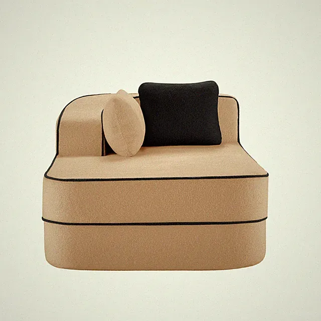 Left Chaise Sofa with Pillows Teddy Fabric in Camel 66.54" x 38.58"