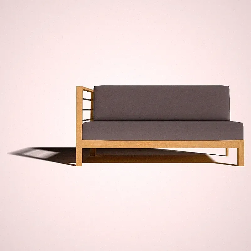 Leon Teak Outdoor Sectional Left Sofa with Charcoal Cushion