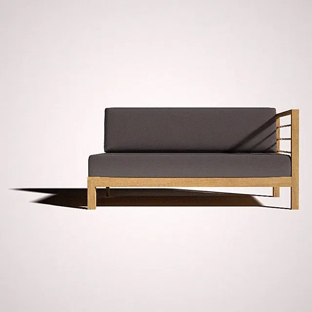 Leon Teak Outdoor Sectional Right Sofa with Charcoal Cushion