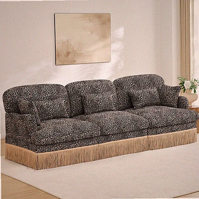 Leopard Print 100in Modular Chenille Sectional Sofa Modern Style