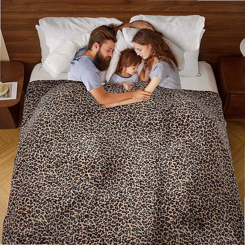Leopard Print Blanket Fleece Throw for Bed Sofa Travel and Camping, Super Soft C