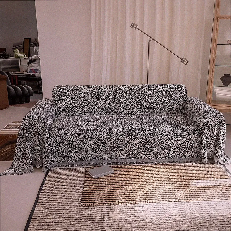 Leopard Print Sofa Cover for Pets, Durable Jacquard Slipcover, 71"x134"