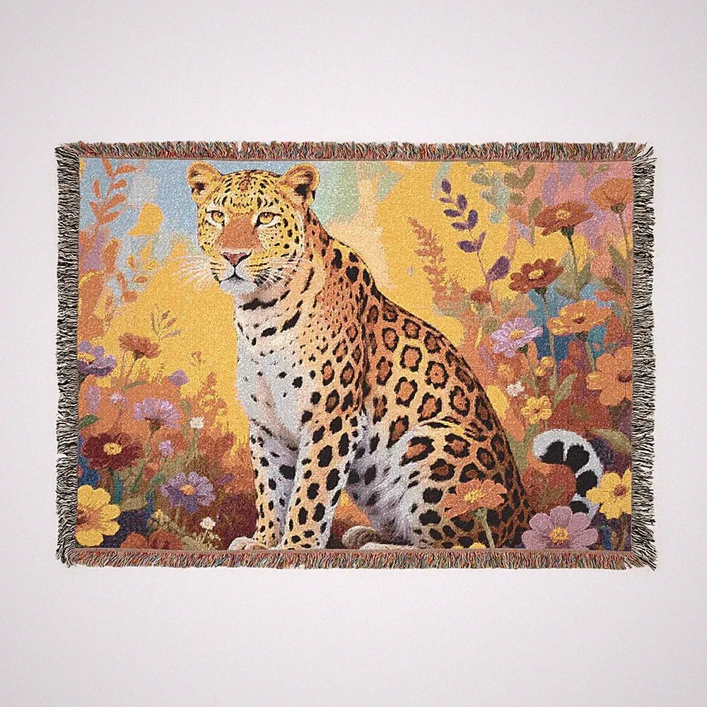 Leopard Print Throw Blanket Woven Animal Print Soft Cozy Sofa Bed Decor
