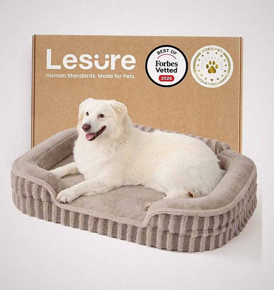 Lesure High-Back Orthopedic Dog Sofa Bed, Camel, Large Open Box