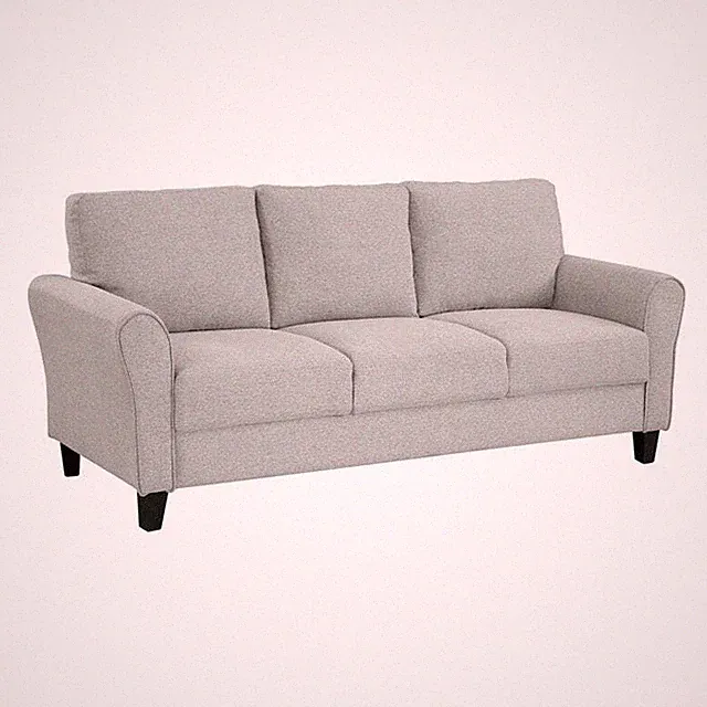 Lexicon 19" Transitional Solid Wood and Polyester Sofa in Gray/Sand Brown