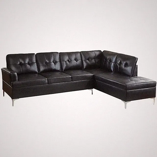 Lexicon Barrington Faux Leather Sectional Sofa in Black