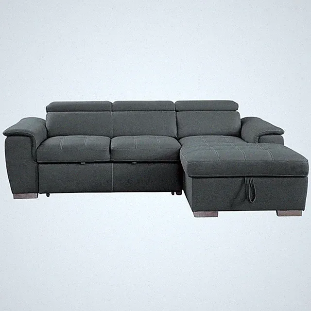 Lexicon Ferriday Microfiber Sectional Sofa with Pull Out Bed in Gray