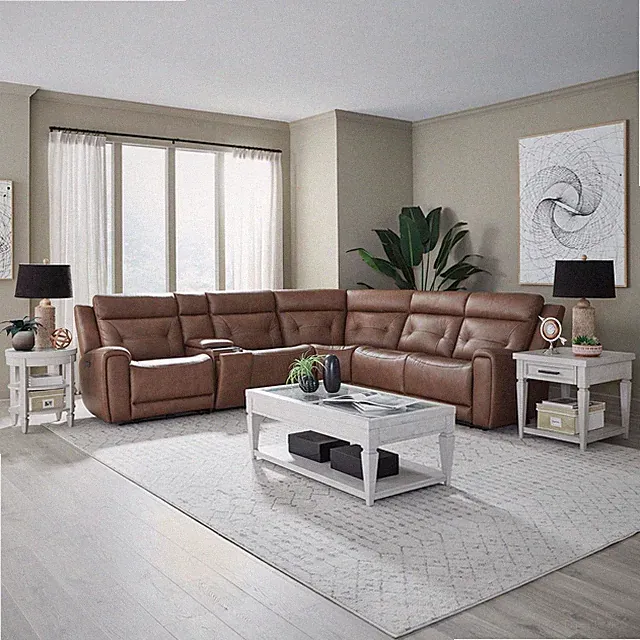 Liberty Furniture Beckham Power Recline 6 Piece Sectional Sofa - Brown