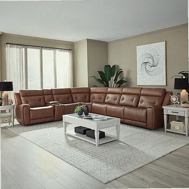 Liberty Furniture Beckham Power Recline 7 Piece Sectional Sofa - Brown