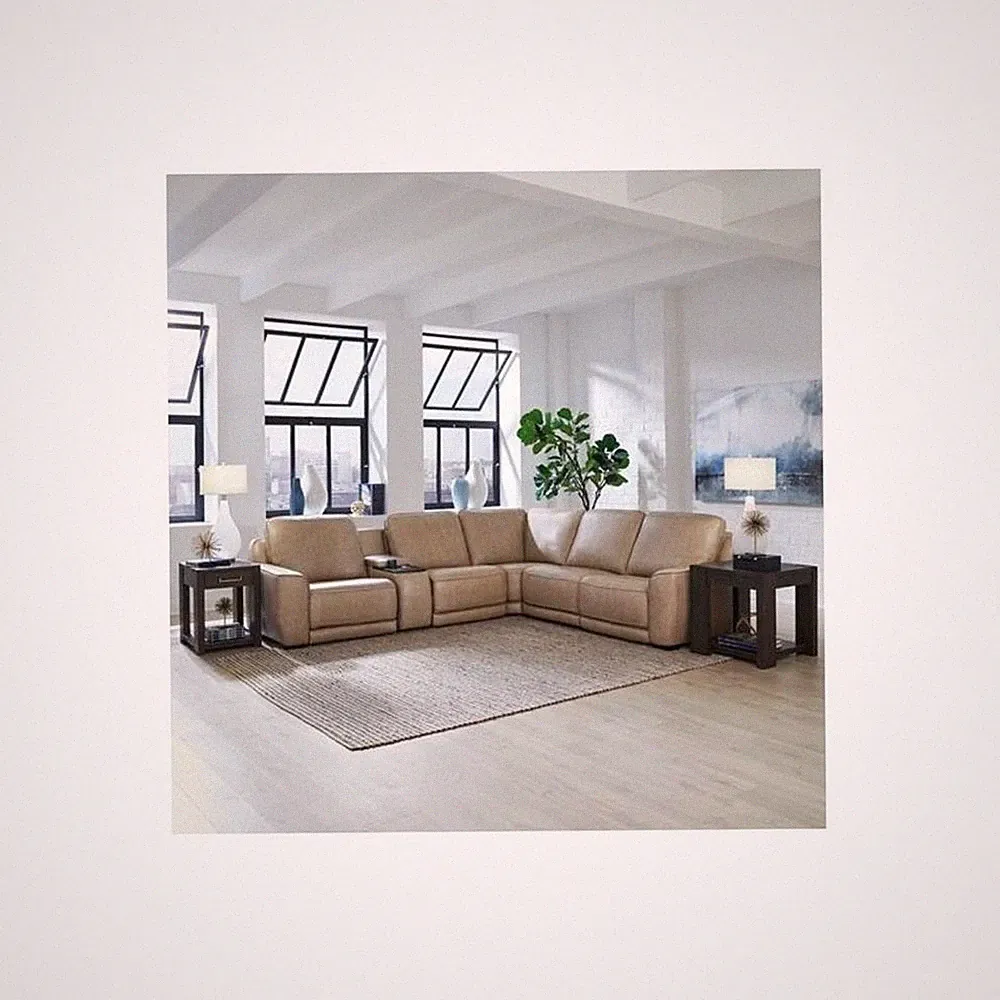 Liberty Furniture Blake 6 Piece Power Reclining Sectional Sofa - Oatmeal Leather