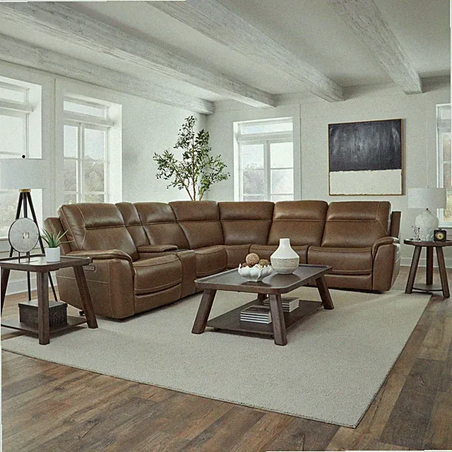 Liberty Furniture Collins Power Recline 6 Piece Sectional Sofa - Brown