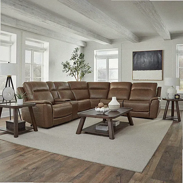 Liberty Furniture Collins Power Recline 6 Piece Sectional Sofa - Brown