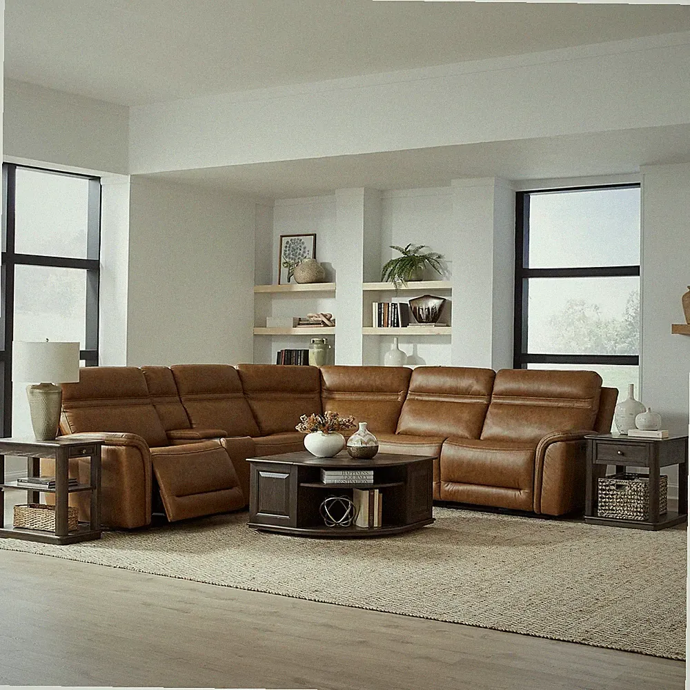 Liberty Furniture Cooper 6 Piece Power Reclining Sectional Sofa - Brown Leather