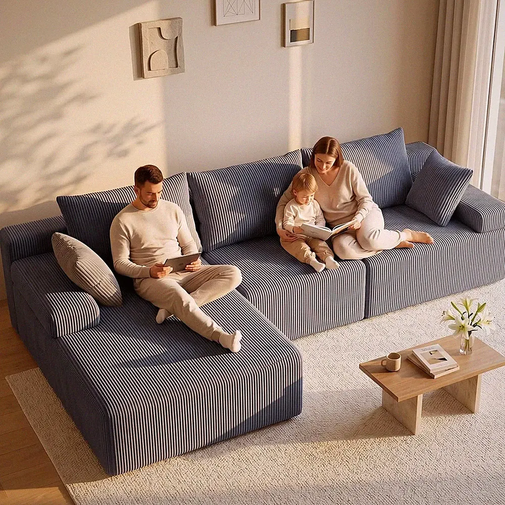 Lifelink 108" Boneless Couch L-Shaped Modular Sectional: Couches for Living Room