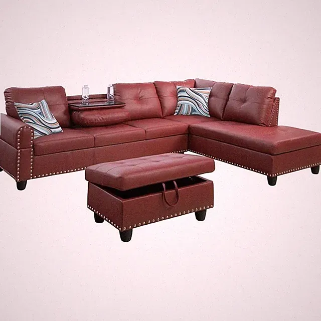 Lifestyle Furniture Catherine Right-Facing Sectional & Ottoman in Wine Red