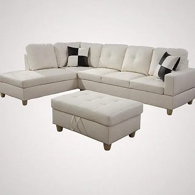 Lifestyle Furniture Scott Left-Facing Sectional & Ottoman in Off White