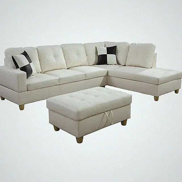 Lifestyle Furniture Scott Right-Facing Sectional & Ottoman in Off White