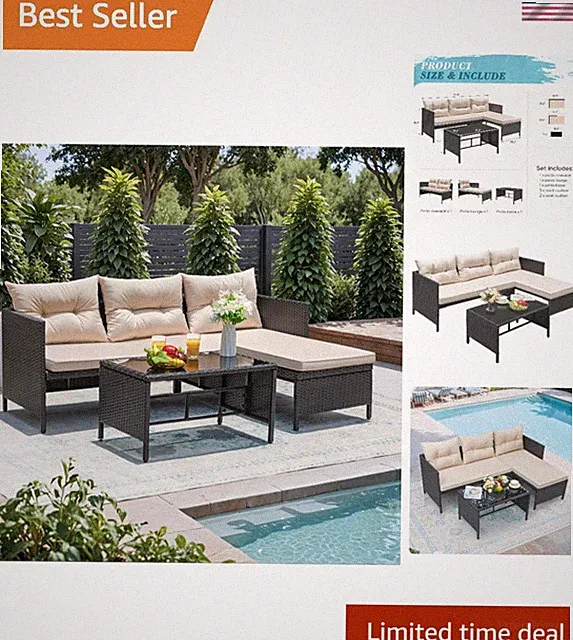 Light Beige 3-Piece Patio Sectional Sofa Set with Cushions for Modern Outdoors