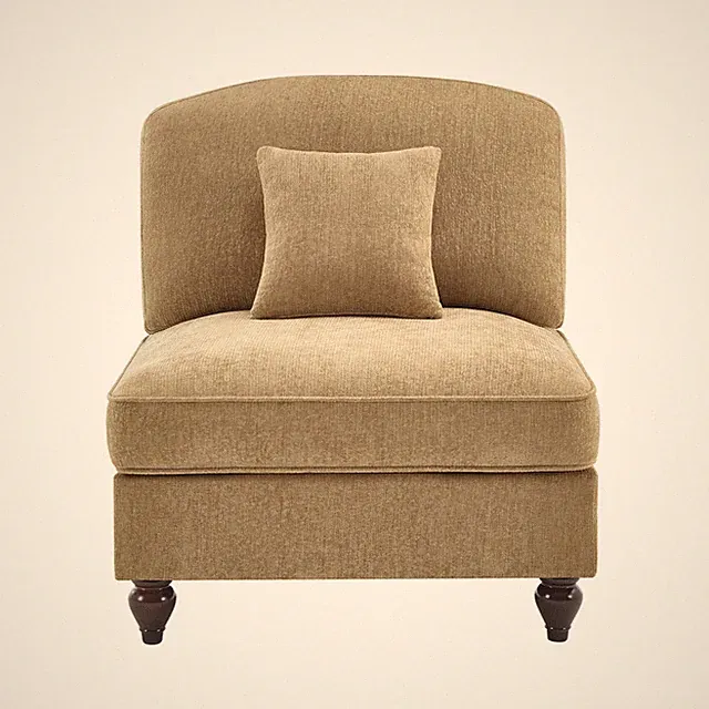 Light Coffee Chenille Armless Sofa with 1 Pillow, Upholstered Loveseat