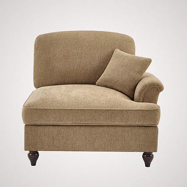 Light Coffee Chenille Sofa with 1 Pillow, Upholstered Couch for Living Room