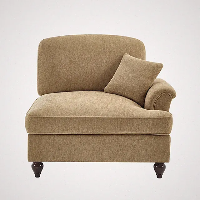 Light Coffee Chenille Sofa with 1 Pillow, Upholstered Couch for Living Room