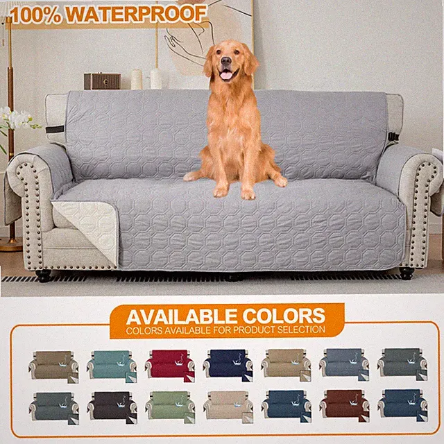 Light Gray 3 seats waterproof scratch with side pocket Sofa towel sofa cousion