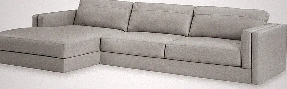 Light Gray Amiata 2-Piece Leather Match Sectional with Chaise