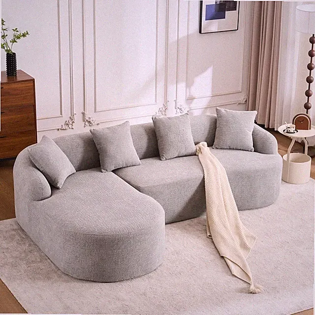 Light Gray Chenille L-Shape 3-Seat Modular Sectional Sofa with Chaise