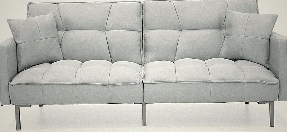 Light Gray Convertible Linen Tufted Futon Sofa with Pillows for Living Room