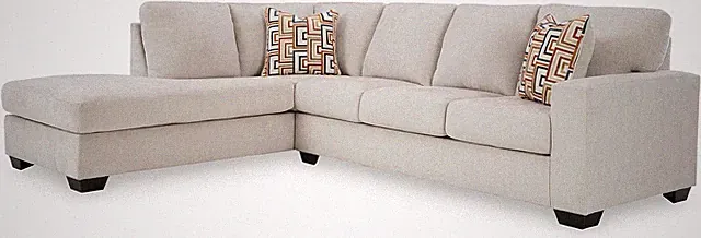 Light Gray L-Shaped 2-Piece Sectional with Chaise & Accent Pillows
