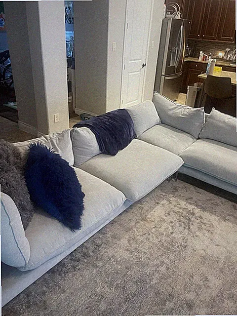 Light Gray Modern Sectional Sofa 5-Seater Woven Fabric for Living Room