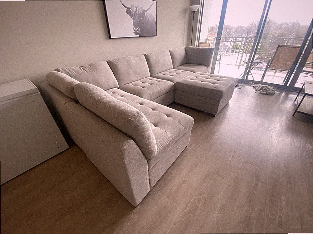Light Gray Sectional Sofa 5-Seater Storage Ottoman - Thomasville Tisdale