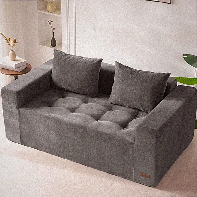 Light Grey Chenille 61" Loveseat - Boneless Cloud Couch for Ultimate Comfort