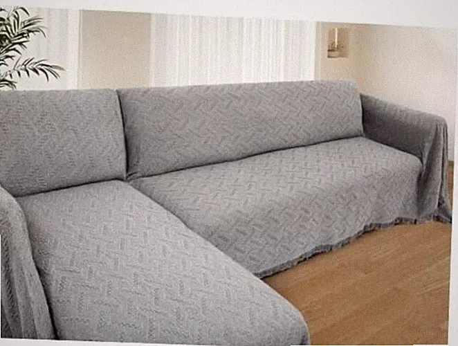 Light Grey Sectional Couch Covers for L-Shaped Sofas - X-Large - Light Grey
