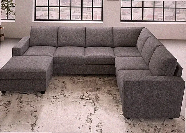 Light Grey U-Shaped Sectional Sofa with Ottoman, 7 Seats, 102.4 Inch
