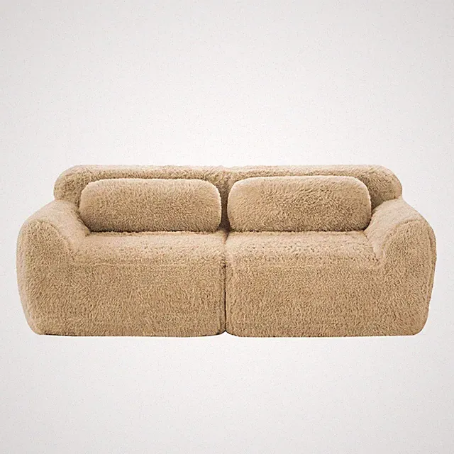 Light Khaki Sectional Sofa with Cloud-Like Plush Fabric, No Assembly Needed &