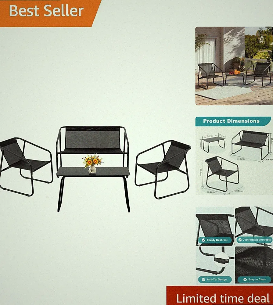 Lightweight 4-Piece Sectional Patio Furniture Set - Effortless Assembly Included