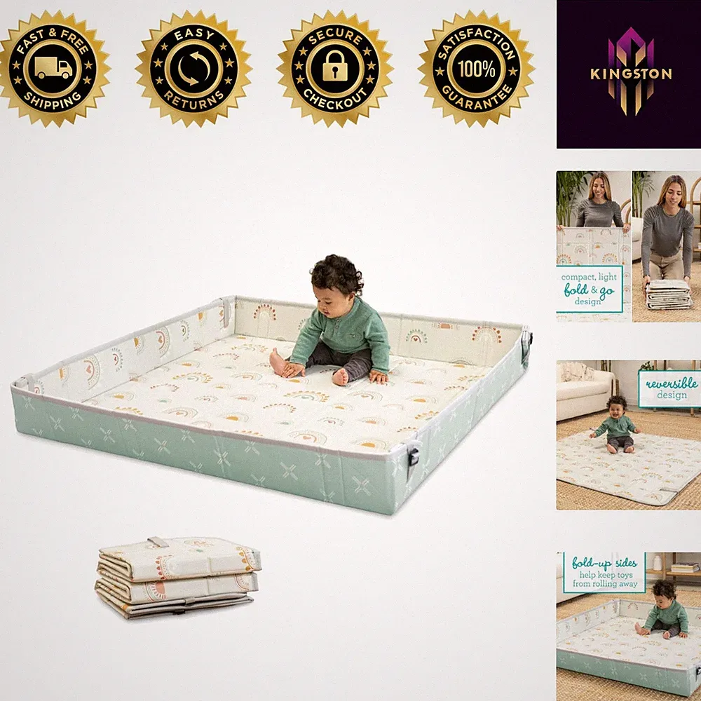 Lightweight Foldable 57" Play Mat with Reversible Design for Infants