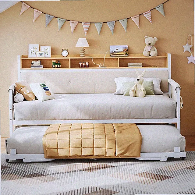 LIKIMIO Daybed with Trundle Twin Frame Upholstered