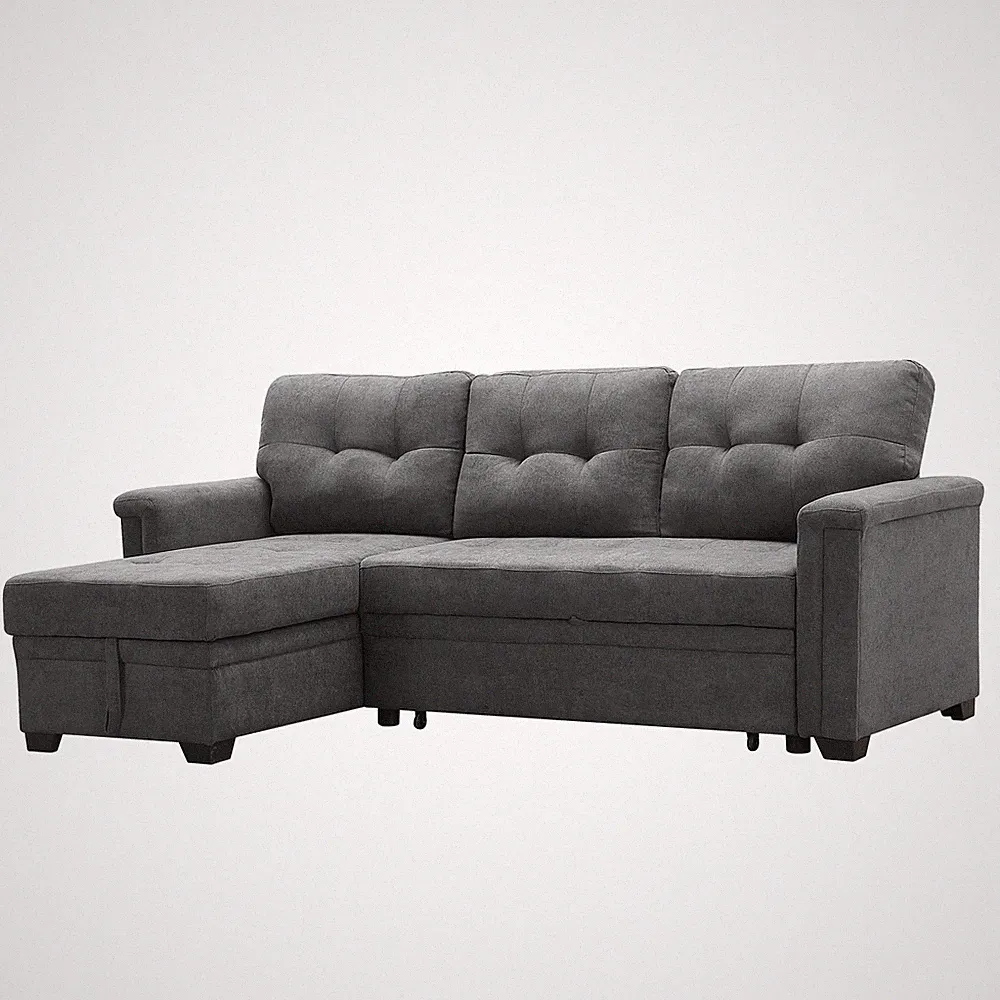Lilola Home Ashlyn Contemporary Upholstered Sectional Sofa Chaise Sleeper (Used)