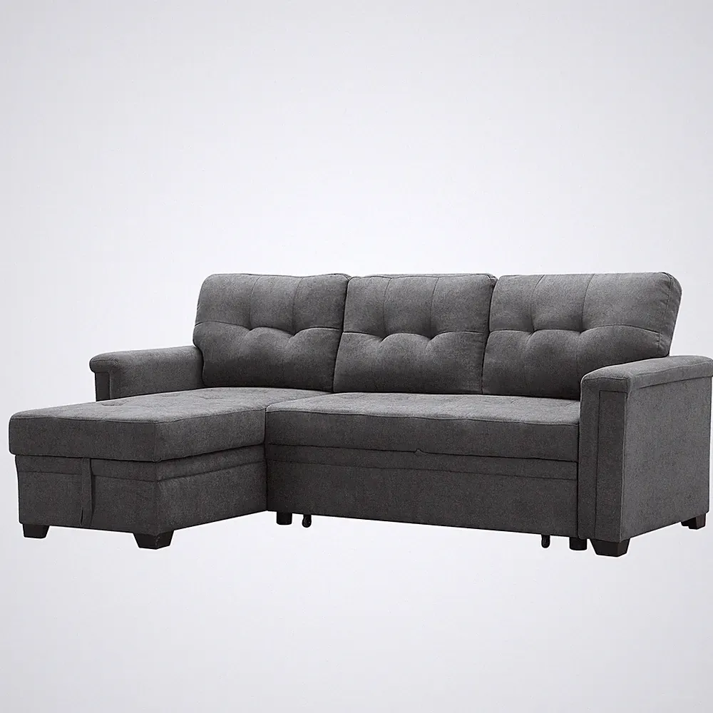 Lilola Home Ashlyn Contemporary Upholstered Sectional Sofa Chaise Sleeper (Used)