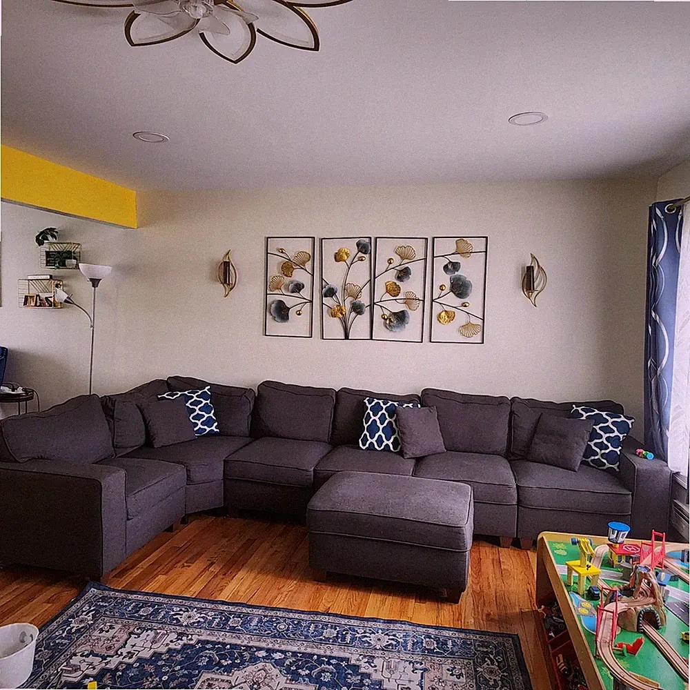 Lilola Home Casanova Dark Gray Linen 7Pc Modular Sectional Sofa and Ottoman
