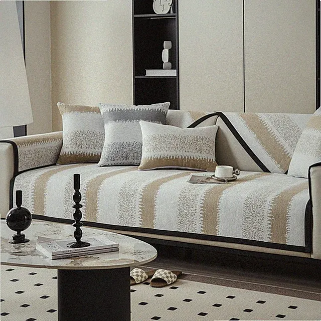 Linear four-season universal high-end leather sofa cover