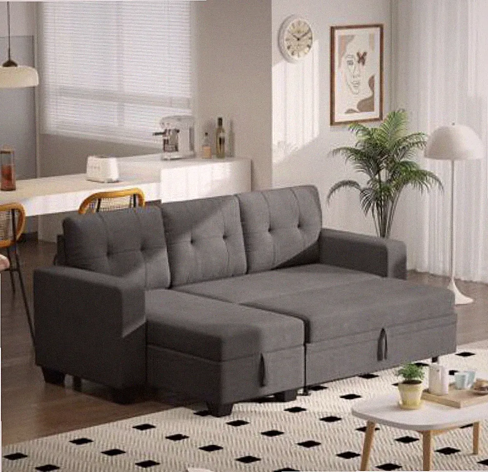 Linen Fabric Furniture for Living Room Sofa Bed Reversible Convertible